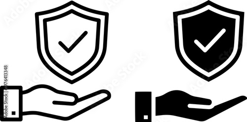 A graphic illustration of two hands holding shields with checkmarks