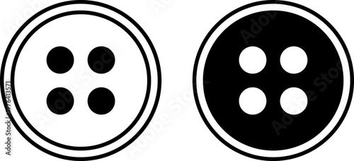 A simple illustration of two black and white buttons with four holes each