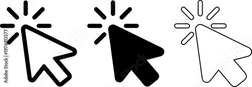 A set of computer mouse cursor icons in different styles and colors on a white background