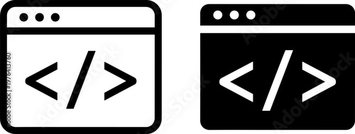 Two coding symbols on a white background