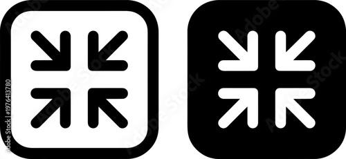 A pair of black and white square icons with arrows pointing in different directions