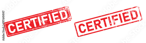 Red Certified Stamp Illustration Two Rubber Stamp Style Elements