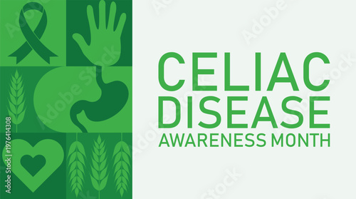 Celiac Disease Awareness Month — Green Ribbon Health Awareness Vector Design