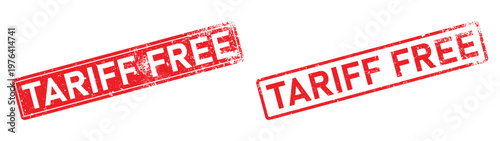 Two red vector stamps with the text Tariff Free in distressed style