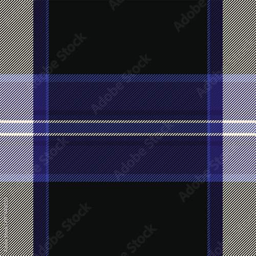 Occupation plaid vector tartan, intense fabric background seamless. Net texture check textile pattern in indigo and black colors.