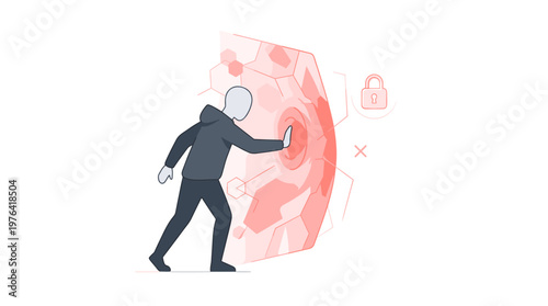 Digital guardian actively defending sensitive information with a robust technological shield, symbolizing advanced cybersecurity protection against online threats