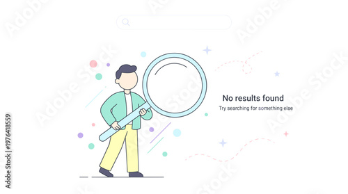 No search results found, try searching for something else. Illustration of a man holding a magnifying glass