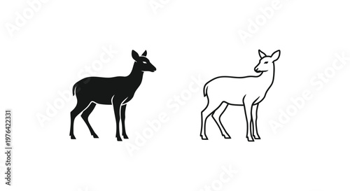 Male vs Female Deer Silhouette Guide Vector