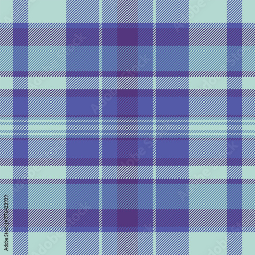 Windowpane texture textile vector, funky tartan seamless check. Skirt fabric background plaid pattern in blue and light colors.