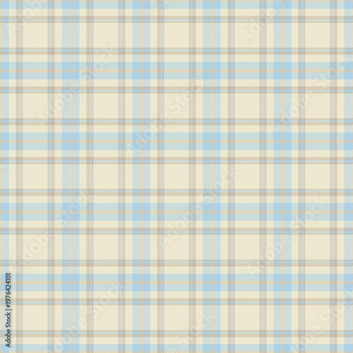 Trend plaid tartan texture, iconic check fabric textile. Easter vector background pattern seamless in light and velvet blue colors.