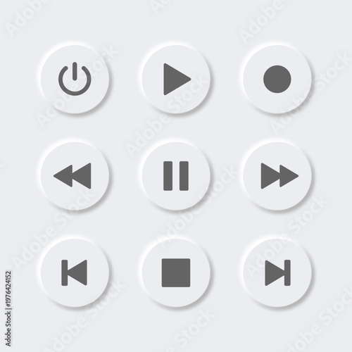 Free Download Minimal neumorphism media control buttons interface design - GFXLoad