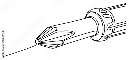 One line illustration of a Phillips head screwdriver tool for manual assembly work