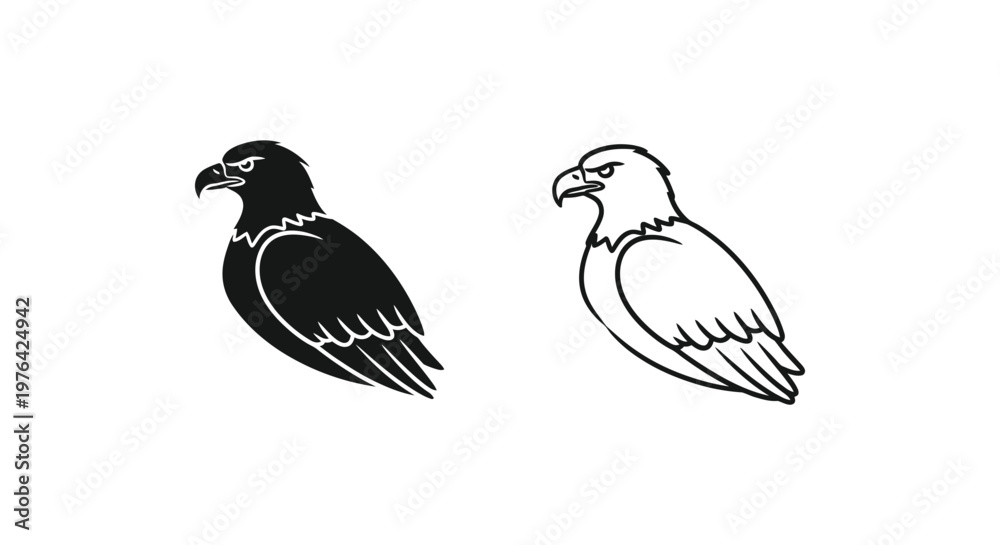 Fototapeta premium Eagle Illustrations Bold Black White Bird Art Vector