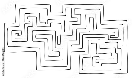 Abstract geometric maze or labyrinth pattern created with a single continuous line