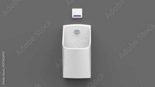 White ceramic automatic urinal on a grey wall