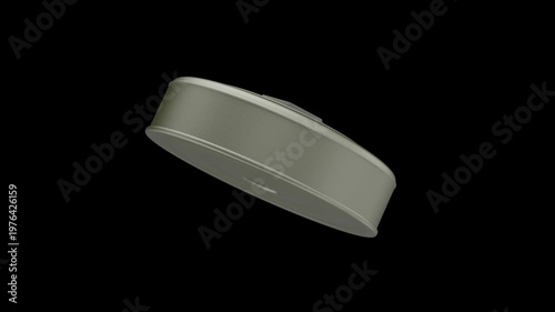 Anti-tank blast mine on black background