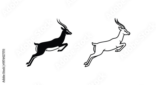 Antelope Art Graceful Leaping Deer Designs Vector