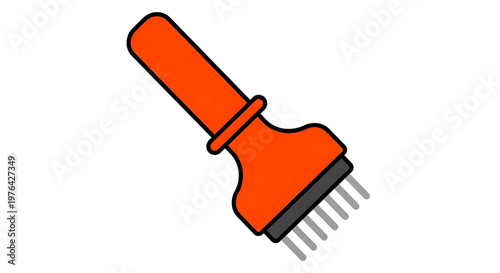 A vibrant orange meat tenderizer icon with a sleek design and sharp blades