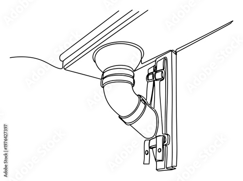 Industrial plumbing pipe and elbow joint connection in single continuous line art