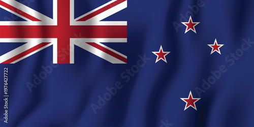 New zealand flag waving union jack and southern cross stars
