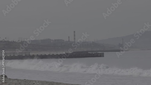 Wallpaper Mural Coastal Jetty and Power Plant Smokestacks at El Segundo Torontodigital.ca