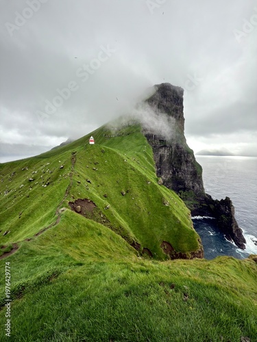 Canvas Print Kallur lighthouse, Kalsoy island