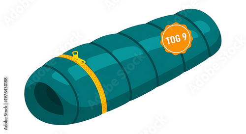A vector graphic illustration of a teal cylindrical object with yellow accents and a label