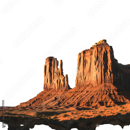 Monument valley's buttes iconic desert landscape isolated on transparent background
