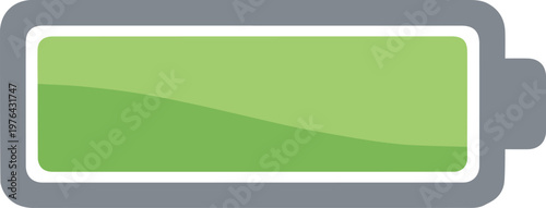 Flat design minimalist battery icon indicating full charge for energy storage and power supply concept vector illustration EPS file