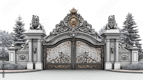 Elegant royal entrance gate with classical architecture high resolution picture