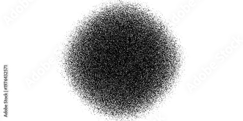 Grainy noise circles vector set. Dot grain texture circles. Spray texture sand and dissolving circles. Abstract black spheres with gradient stipple pattern.  Vector illustration