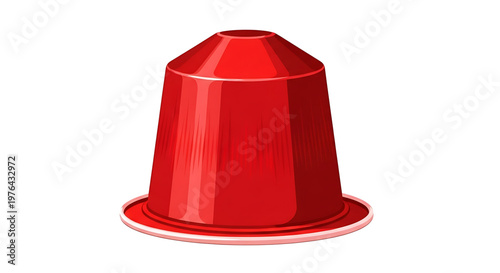 A vibrant red coffee capsule icon on a clean white background