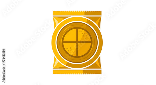 A yellow condom wrapper icon on a white background