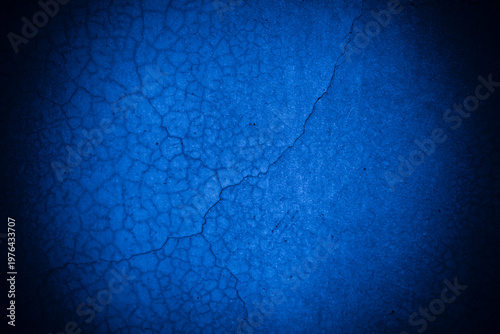 Old wall pattern texture cement blue dark abstract  blue color design are light with black gradient background.