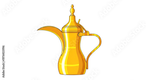 A vibrant yellow Arabic coffee pot icon on a white background