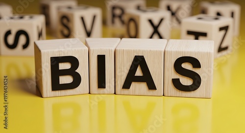 Bias written on wooden cubes for cognitive and media analysis concept
