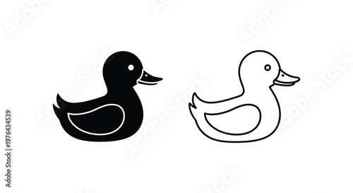 Black and White Cartoon Ducks Design Vector Vector