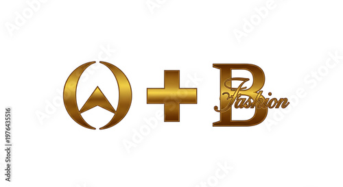 A gold vector graphic logo featuring a stylized letter and fashion text