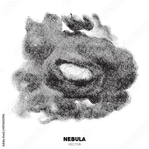 Isolated Nebula. Vector element, ink handdrawn . Pointillism, dotted
