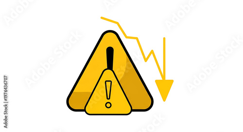 A yellow warning sign icon with an exclamation mark and a downward trending arrow