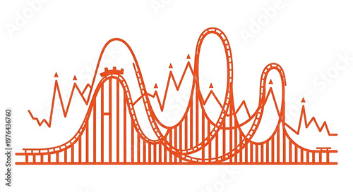 A vibrant orange roller coaster vector graphic on a white background