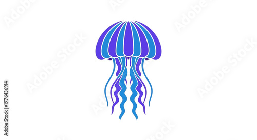 Vibrant purple blue jellyfish illustration.