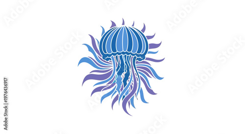 Vibrant Blue Jellyfish Marine Life.