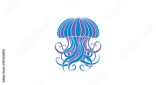 Vibrant Purple Blue Jellyfish Illustration.