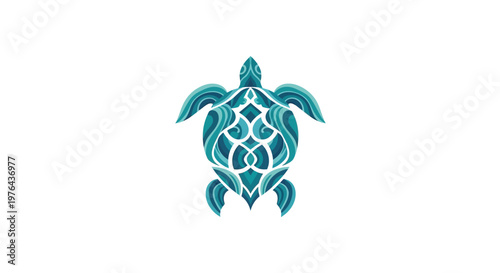 Teal Turtle Celtic Knot Design Art.