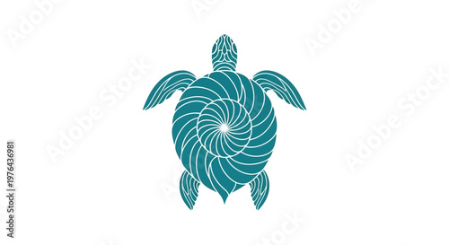 Teal turtle shell design element.