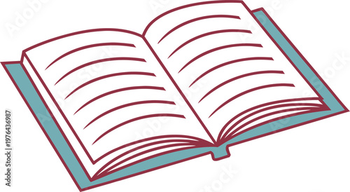 Open textbook with soft rounded edges and teal cover open book soft edges rounded corners