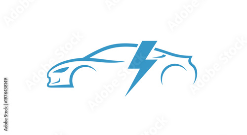 Modern electric vehicle design featuring a dynamic lightning bolt icon, symbolizing sustainable energy, innovation, and eco-friendly transportation technology