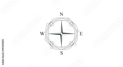 Compass Rose Illustration Featuring Cardinal Directions and Circular Elements