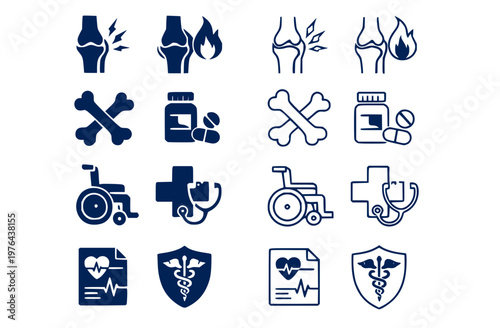 Inflammatory Arthritis Icons Set Joint Pain Autoimmune Disease Rheumatoid Arthritis Chronic Inflammation Joint Swelling Vector Illustration

